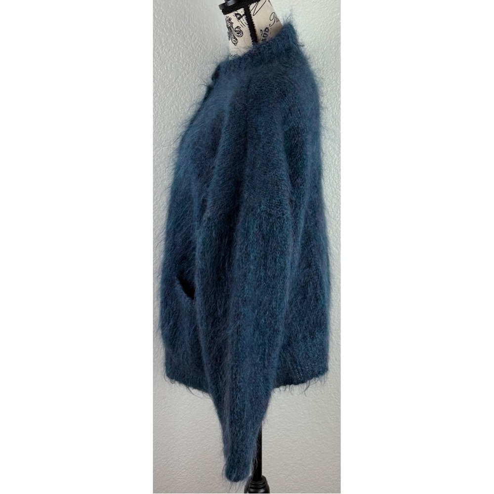 Athena Designs Irish Handknit Mohair Cardigan Fuzzy Blue/Purple Cardigan Large View 2